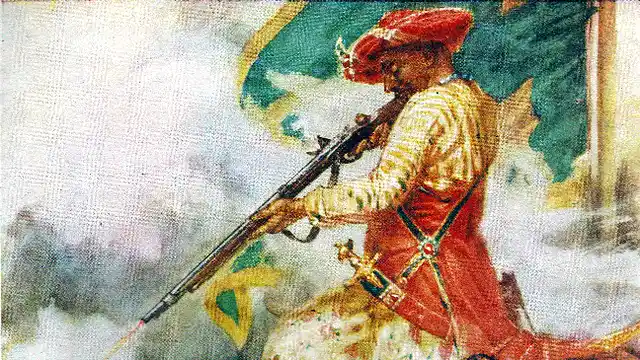 Tipu Sultan confronts his British enemies during the siege of Srirangapattanam.