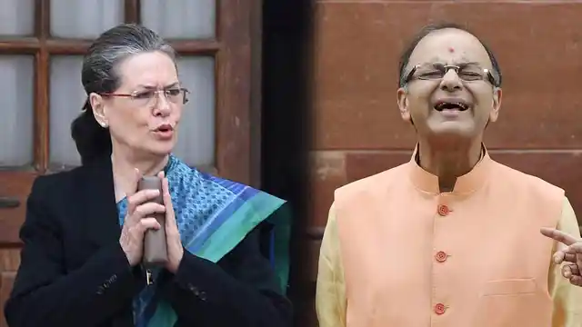 Congress President Sonia Gandhi (left) and former Finance Minister Arun Jaitley. 