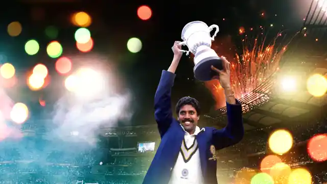 Former Indian captain Kapil Dev with the World Cup in 1983.