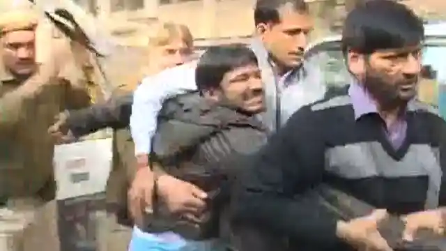 Kanhaiya Kumar was roughed up by lawyers at the Patiala House Court complex. (Photo: ANI Screengrab)