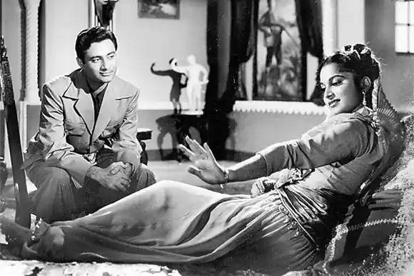 Dev Anand and Waheeda Rehman in a scene from <i>CID</i>