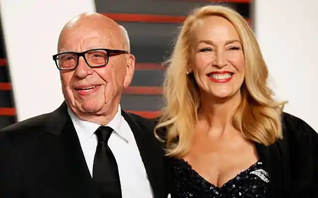 Rupert Murdoch and model Jerry Hall arrive at the Vanity
Fair Oscar Party in California in February. (Photo: Reuters)