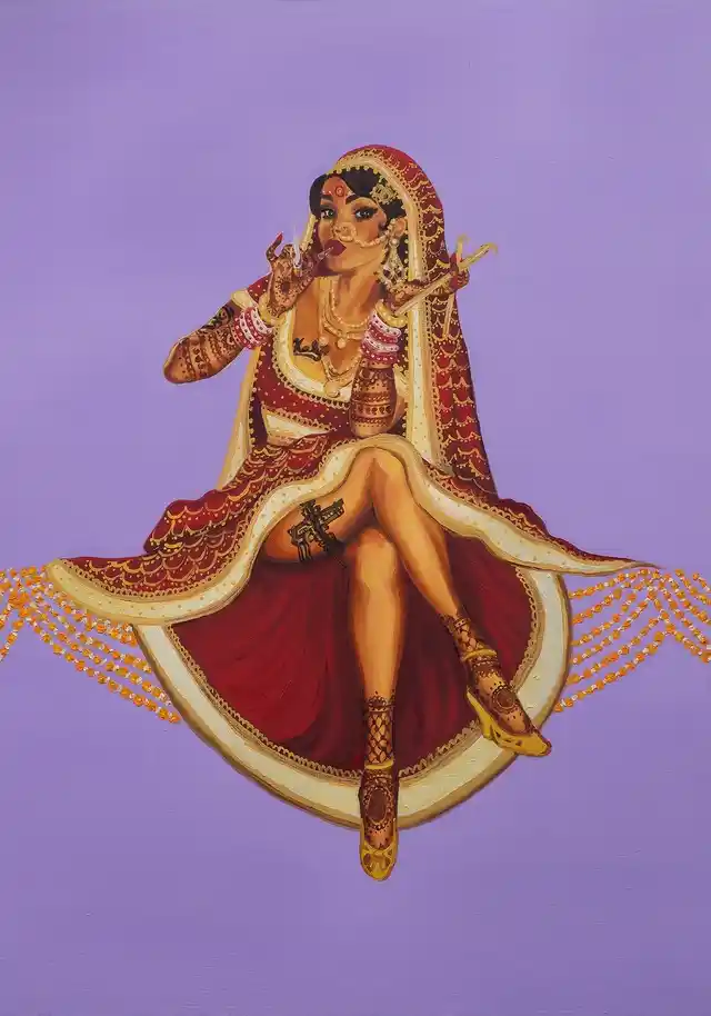Not Your Mom’s Bahu, 2015. Oil on canvas, 20”x28”. (Photo: Nimisha Bhanot)