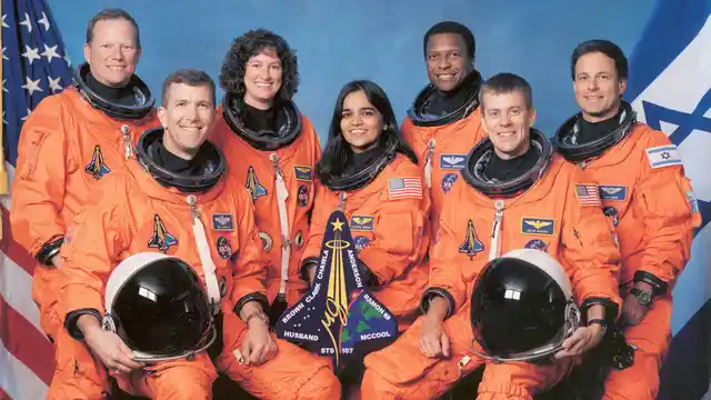 Space Shuttle Columbia mission STS-107 pose at Johnson Space Center in Houston in this January 1,2002 NASA handout photo. From left to right: Mission Specialist David Brown, Commander Rick Husband, Mission Specialist Laurel Clark, Mission Specialist Kalpana Chawla, Mission Specialist Michael Anderson, Pilot William McCool, and Israeli Payload Specialist Ilan Ramon. (Photo: Reuters)