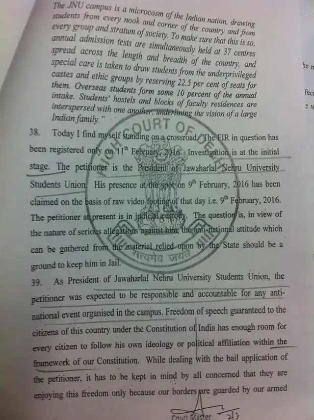 Excerpt from the bail order by Delhi High Court. (Photo: <b>The Quint</b>)