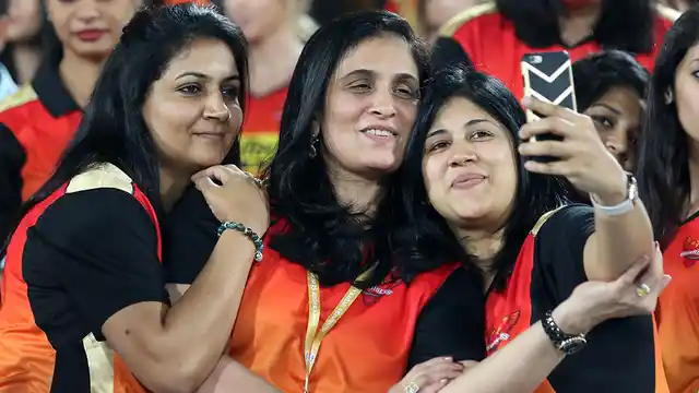 Kaveri Maran Owner of Sunrisers Hyderabad celebrates the win of her team with a selfie (Photo: BCCI) 