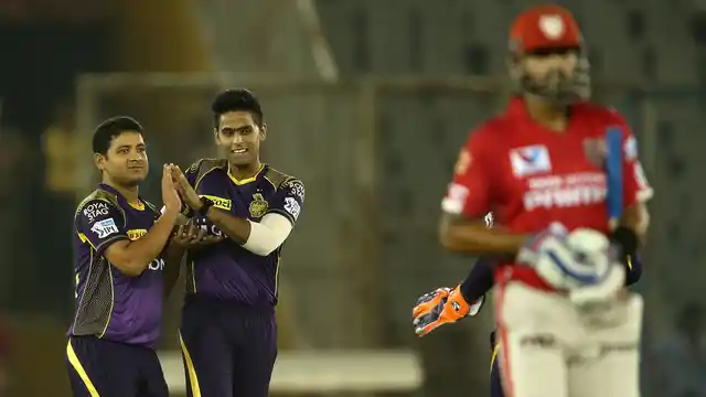 Piyush Chawla celebrates Murli Vijay’s wicket with team vice captain Surya Kumar Yadav (Photo: BCCI)