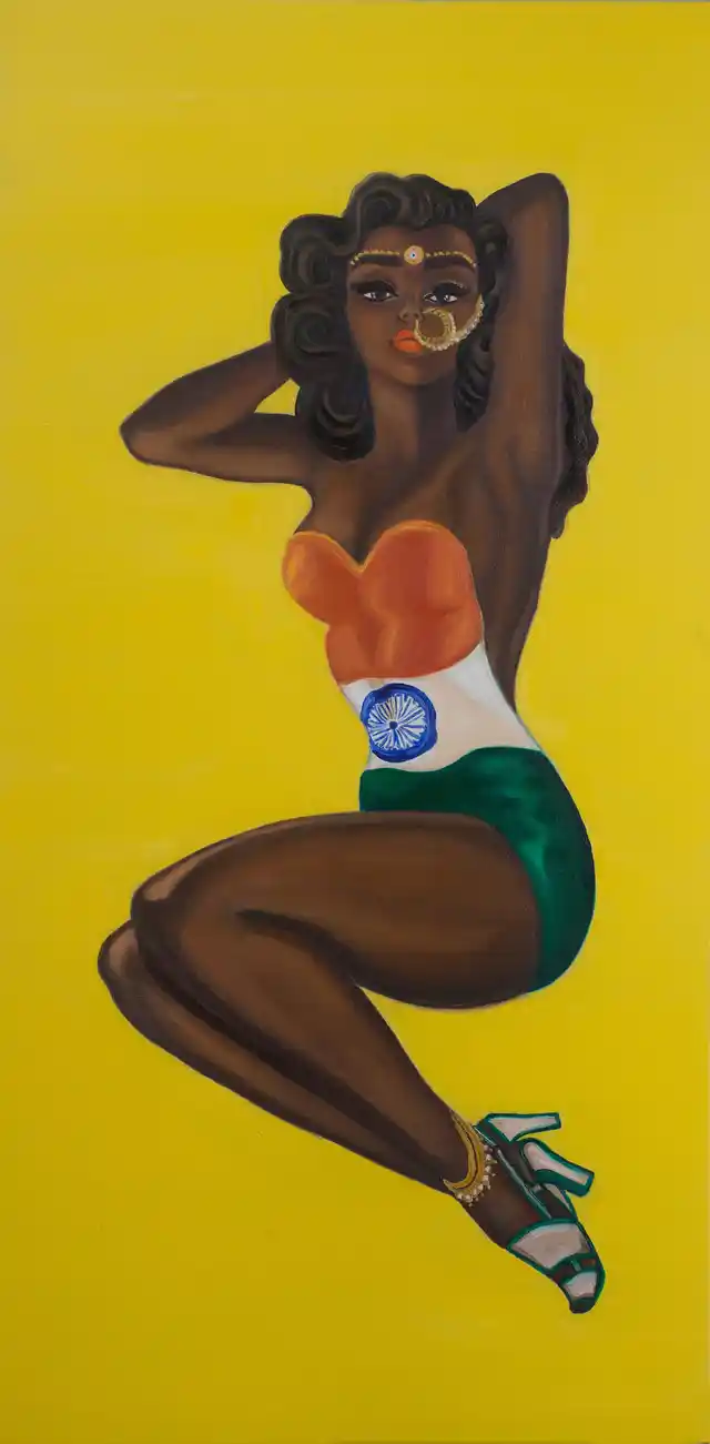 I Love My India/Watan Mera India, 2015. Oil on canvas, 20”x40” . (Photo: Nimisha Bhanot)