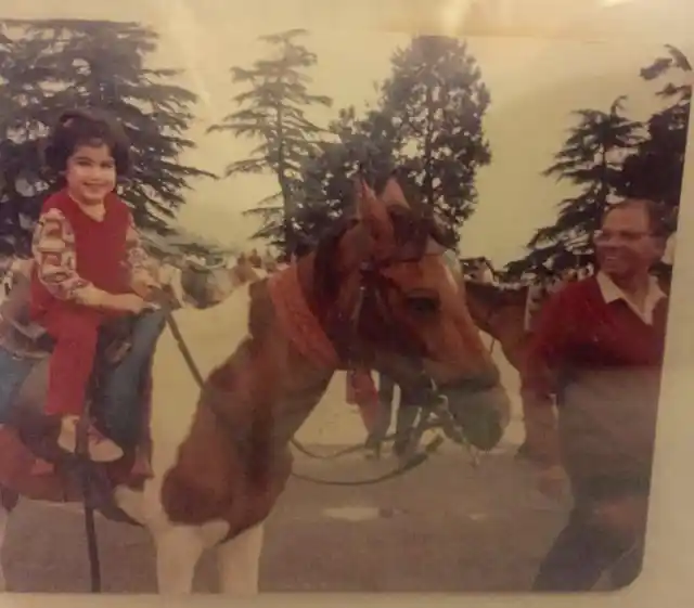On my favourite horse in Shimla while Dada walked alongside. (Photo Courtesy: Shaira Mohan)