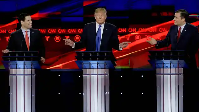 Marco Rubio, Donald Trump and Ted Cruz. (Photo: AP)