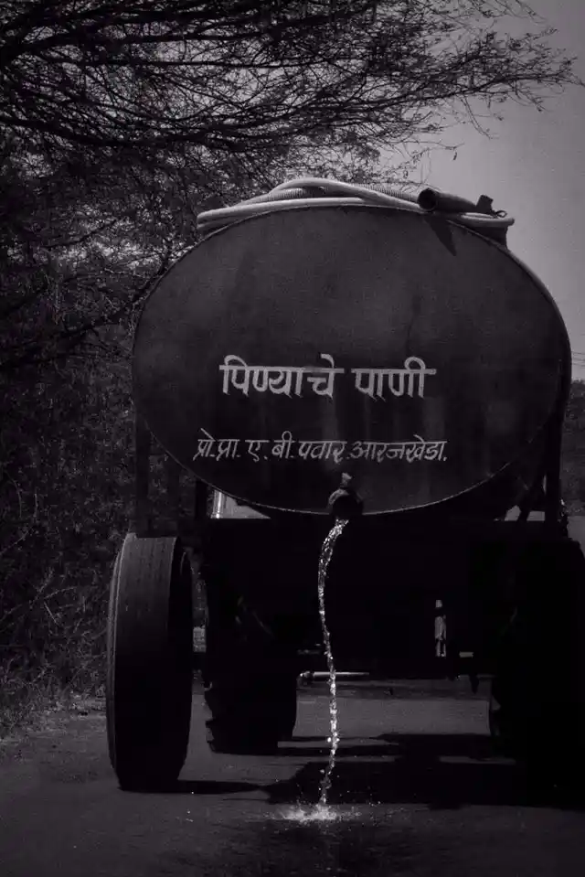 Thousands of leaky water tankers can be seen crisscrossing the Marathwada country. The tanker economy is booming. Price of water have tripled in the last few months from Rs 400 to Rs 1200 for 6,000 liters. (Photo: Ameya Marathe, curated by Nikhil Inamdar)