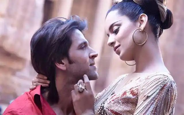 Kangana Ranuat and Hrithik Roshan in a scene from <i>Krrish 3</i>