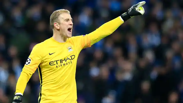 Manchester City’s goalkeeper Joe Hart reacts during the Champions League semi-final game between Manchester City and Real Madrid. 