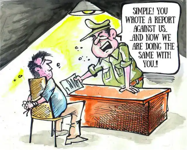 Cartoonists like Aseem Trivedi and Aruna Chandrasekhar face repetitive backlash, yet continue to draw in protest of treatment of journalists. (Photo: Twitter/<a href="https://twitter.com/aruna_sekhar/status/679593429794295808?lang=en">Aruna Chandrasekhar</a>)