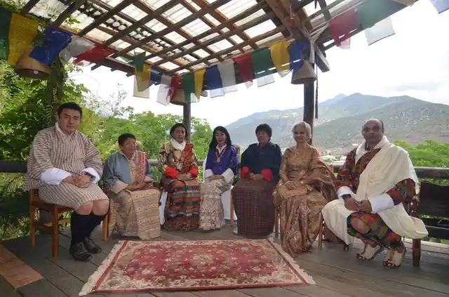 The bride and the bridegroom with the Queen of Bhutan (Photo courtesy: Bhawana Somaaya)