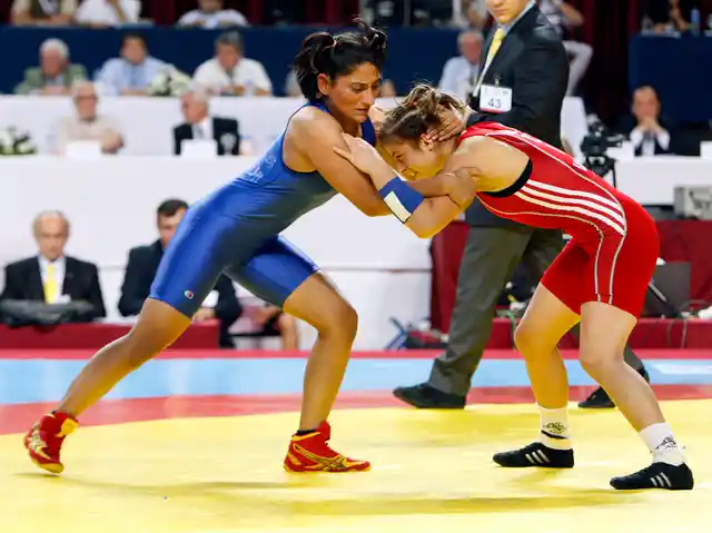File photo of Neha Rathi wrestling with Patimat Bagomedova of Azerbaijan at the Senior Wrestling World Championship in 2011. (Photo: Reuters)