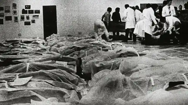 Victims of the Air India jumbo jet which crashed 150 miles off the coast of Cork, Ireland at the Cork Regional Hospital on 24 June 1985. (Photo: Reuters)