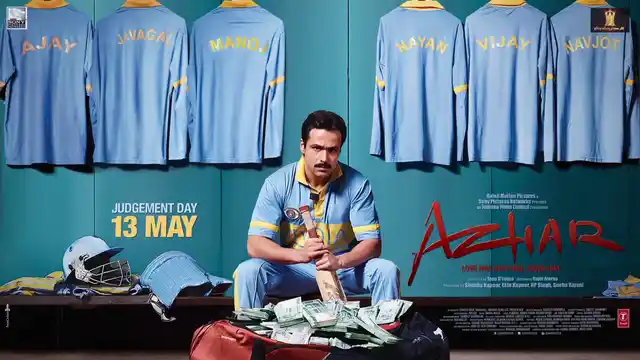 Emraan Hashmi on the poster of <i>Azhar </i>produced by Sony Pictures Networks and Balaji Motion Pictures.
