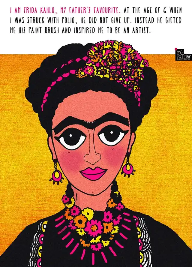 Freida Kahlo, *needs no introduction*. (Photo: Facebook @<a href="https://www.facebook.com/myfatherIllustrations/">MyFatherIllustrations</a>)