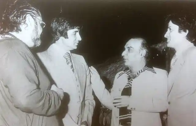 Yash Chopra with Amitabh Bachchan, Shashi Kapoor and Shammi Kapoor. (Photo courtesy: Twitter)