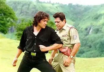 Om Puri and Bobby Deol in a still from <i>Gupt</i>. 
