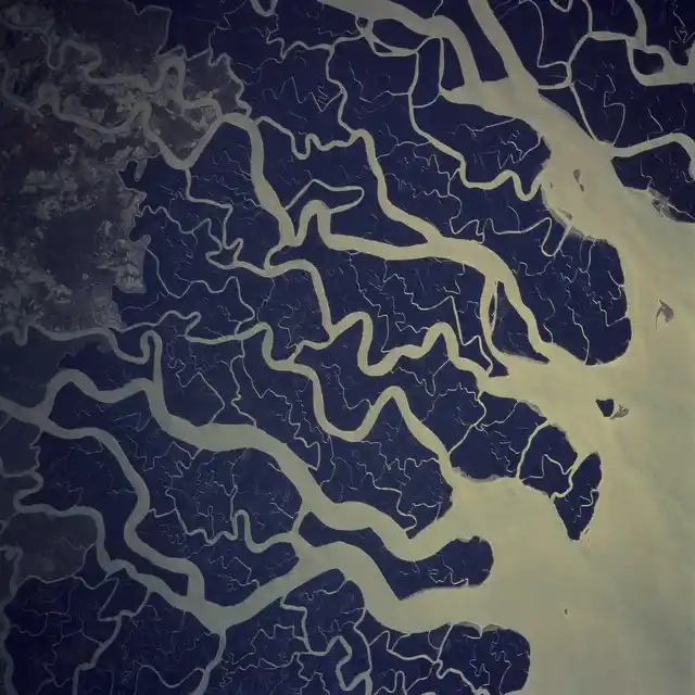 The winding rivers flowing into the Bay of Bengal. (Photo: NASA)