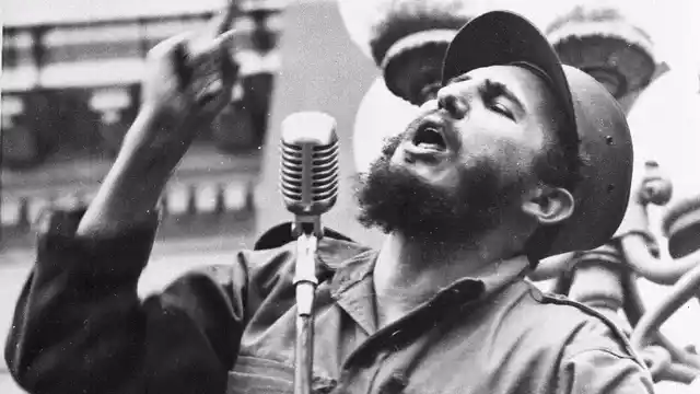 A historic photo of the relatively young Fidel Castro in 1959, just after the fall of Batista regime, after which Castro became the prime minister. 