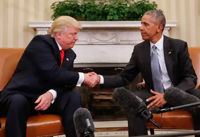 Donald Trump and Barack Obama at the White House. 