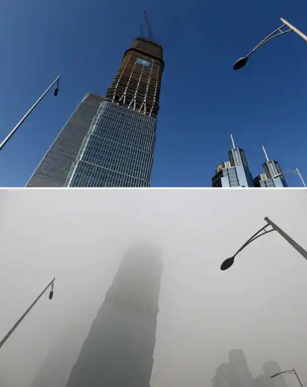 Picture taken in Beijing on the same spot on 3 December 2015. An independent research by Berkeley Earth concluded that in 2015, there was an 8 percent decrease in toxic smog across most of China, though the group cautioned that it was too early to call it a definitive trend. (Photo: AP)