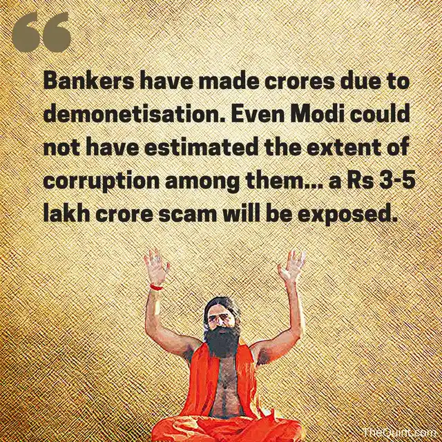 Ramdev criticises Modi’s demonetisation scheme. (Photo: Abhilash Mallick/<b>The Quint</b>)