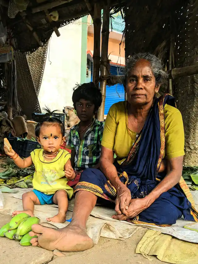 Mookkayi Paati, with her grandchildren at Alanganallur. (Photo: Vikram Venkateswaran)