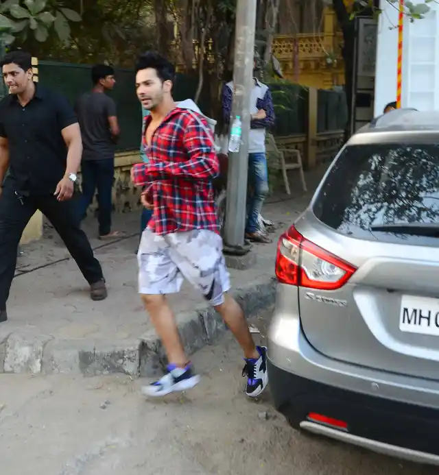 Varun makes a dash from his car to the location. (Photo: Yogen Shah)