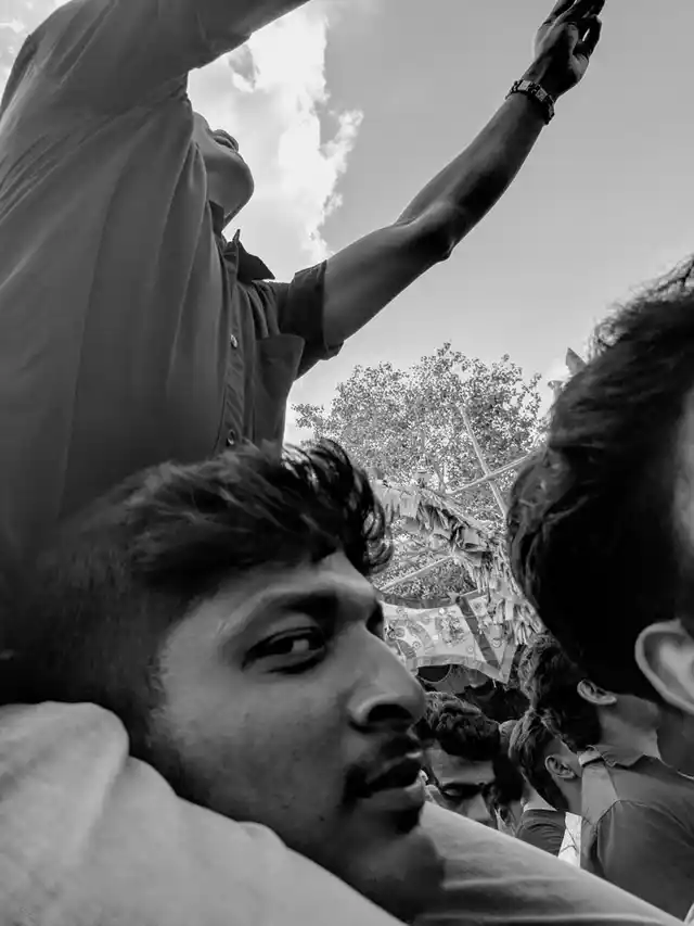 A protestor at the Chennai Marina Beach. (Photo: Vikram Venkateswaran)