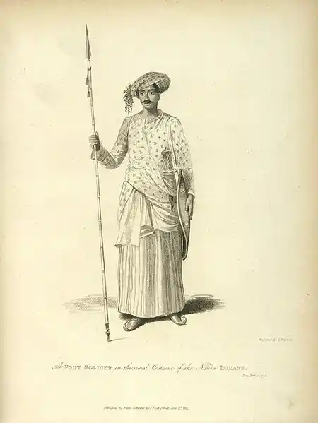 Sketch of a Maratha soldier from the army that went to fight at Panipat. Chronicles reflect how the thinly clothed soldier suffered in the north’s freezing cold. (Photo courtesy: <a href="http://wikivisually.com/wiki/File:Maratha_Soldier.jpg">Wikipedia)</a>