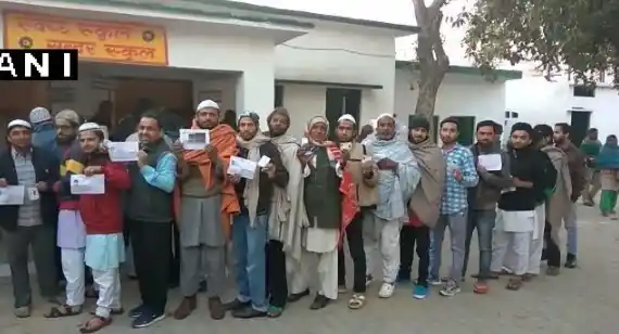 Polling underway in Shamli’s Thana Bhawan. (Photo: ANI)
