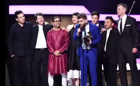Sandeep Das on stage at Grammys. (Photo Courtesy: Twitter)