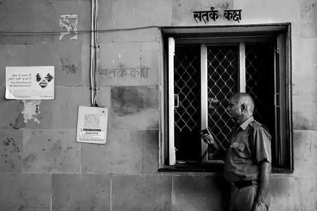 A fireman receiving a fire call. They are present at the station round the clock and respond to
every call. (Photo courtesy: Sameer Khan) 