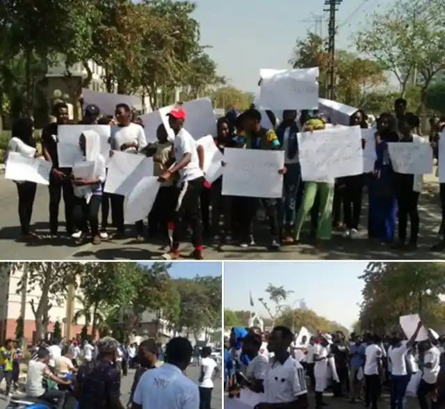 Nigerian students protesting the charges of cannibalism. (Photo Courtesy: Facebook/ <a href="https://www.facebook.com/AssociationOfAfricanStudentsInIndia/">Association of African Students in India</a>)
