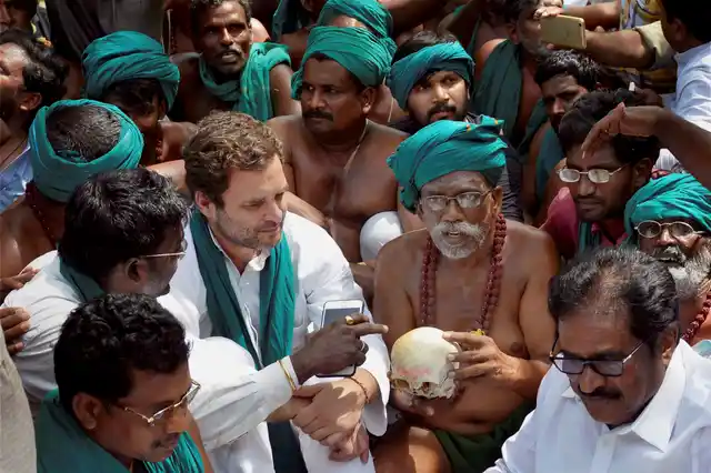 Congress Vice President Rahul Gandhi met the Tamil farmers agitating for loan waiver and compensation for their crop failure at Jantar Mantar in New Delhi. Image for representational purpose only.