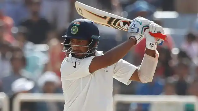 Cheteshwar Pujara plays a shot during the second Test against Australia at Bangalore. (Photo: BCCI)