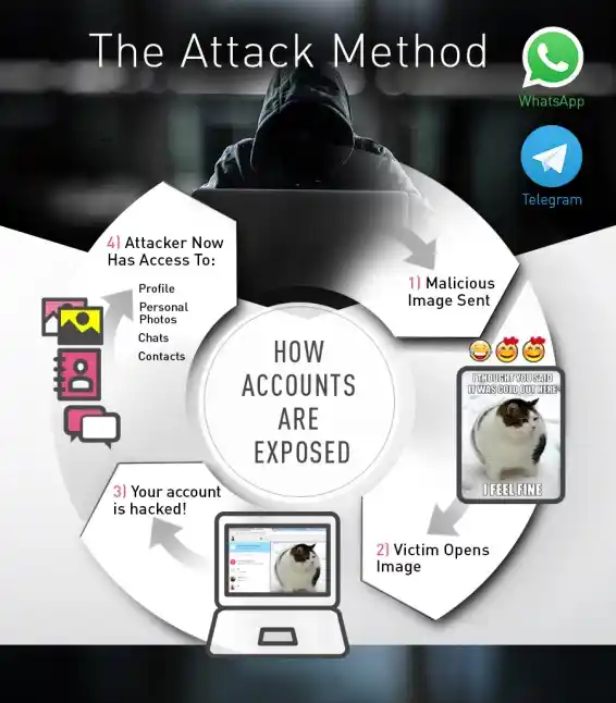 How the malware could lead to loss of data. (Photo Courtesy: <a href="http://blog.checkpoint.com/2017/03/15/check-point-discloses-vulnerability-whatsapp-telegram/">Check Point</a>)