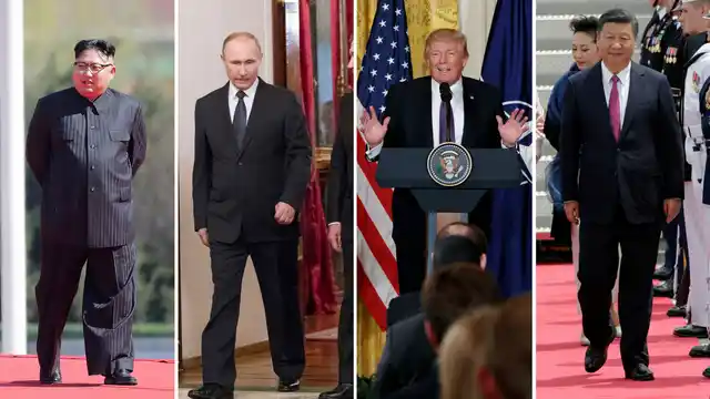 Kim Jong Un, Vladimir Putin, Donald Trump and Xi Jinping. (L-R)