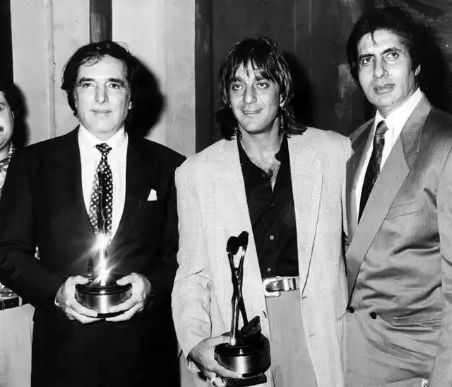 Feroz Khan with Sanjay Dutt and Amitabh Bachchan. (Photo courtesy: <a href="https://www.facebook.com/Bollywoodirect/">Facebook/ bollywooddirect</a>)