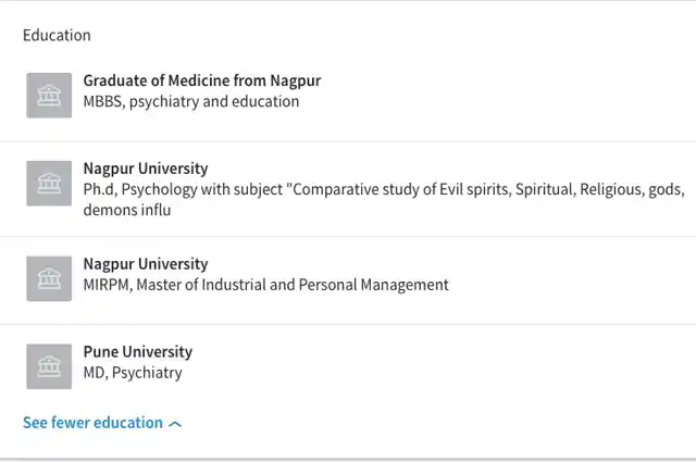 Screengrab of Kulkarni’s educational qualifications, as listed on his LinkedIn page.