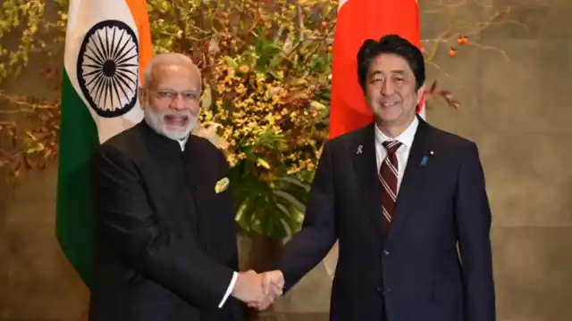 Prime Minister Narendra Modi with his Japanese counterpart, Shinzo Abe, in Japan. 