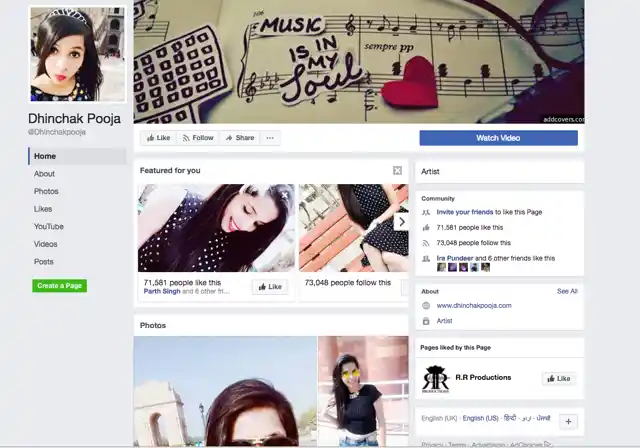 (Photo: Facebook/<a href="https://www.facebook.com/Dhinchakpooja/">Dhinchak Pooja</a>)