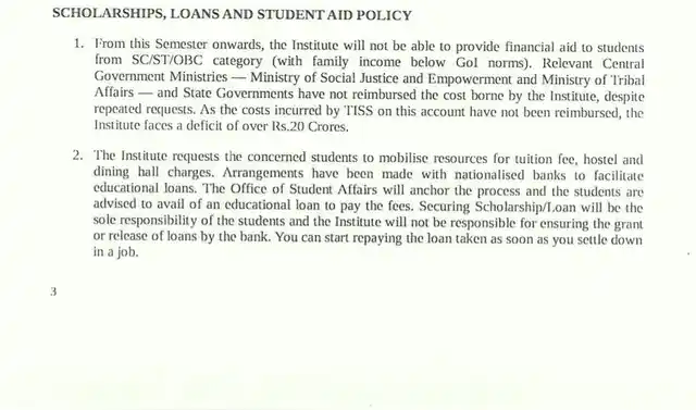 (Screengrab of the TISS circular accessed by <b>The Quint</b>)