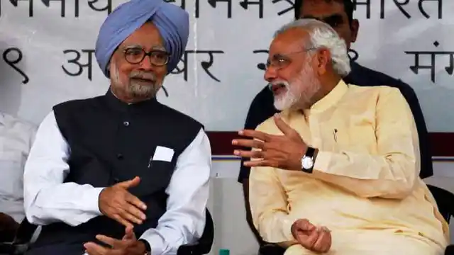 Prime Minister Modi questioned former Prime Minister Manmohan Singh’s ‘secret meeting’ with Pakistani officials at Mani Shankar Aiyar’s house. File photo of the leaders.