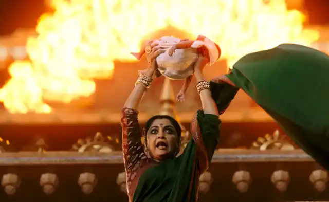 Sivagami, the queen mother, might be a strong ruler, but she is shown to have the responsibility of handling two children. (Photo courtesy: Dharma Productions)