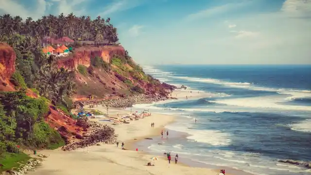 A view of the Varkala beach. 